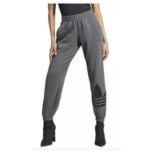Adidas Pant Womens M Gray Sweatpants Jogger  Tapered Trefoil Logo